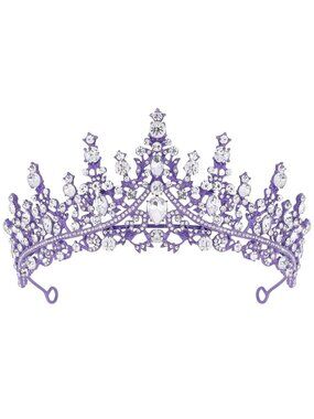 Dark Purple Bridal Tiara Crown Princess Queen Prom Pageant Halloween Accessories